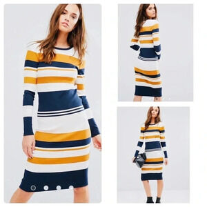 LOVE STAR Bodycon Stripes Multicolored Sweater Dress Size 3X